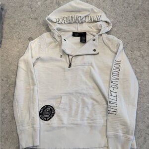 EUC Harley-Davidson Women’s White Hoodie Quarter Zip Sweatshirt
